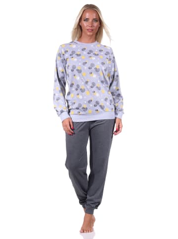 NORMANN Pyjama Schlafanzug Bündchen Tupfen Punkte - 69292 in gelb