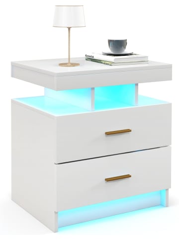 COSTWAY Nachttisch mit LED in Weiß