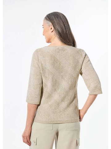 GOLDNER Kurzgröße:  Strickpullover mit U-Boot-Ausschnitt in beige