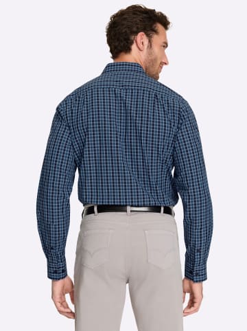 WITT WEIDEN Langarm-Hemd in marine-jeansblau-kariert