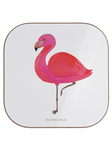 Mr. & Mrs. Panda Glasuntersetzer Flamingo Classic ohne Spruch in Weiß
