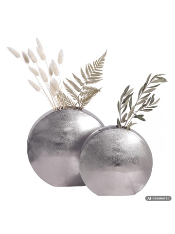 FineBuy Vase in Silber / Aluminium / 35x14x35