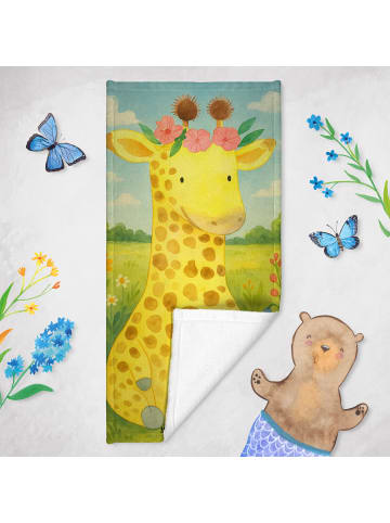 Mr. & Mrs. Panda Handtuch Giraffe Blumenkranz Design ohne Spruch in Sandig