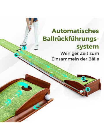 COSTWAY Golfmatte mit Putter & Golfbällen in Grün