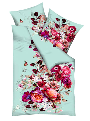 JACK 2 tlg. Mako Satin Bettwäsche 155x220cm Mint Romance in Mint/ Pink