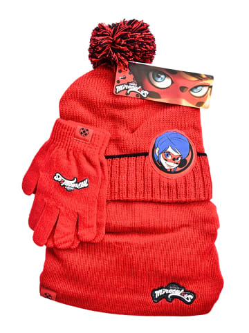 Miraculous 3-tlg. Winter Set: Miraculous Mütze, Schal & Handschuhe in Rot