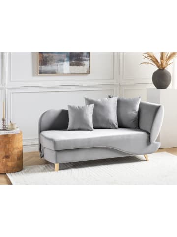 Beliani Chaiselongue MERI in Grau/Heller Holzfarbton - (W) 155 x (H) 76 x (L) 69 cm