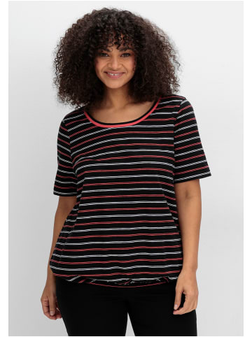 sheego Gestreiftes Shirt in schwarz gestreift