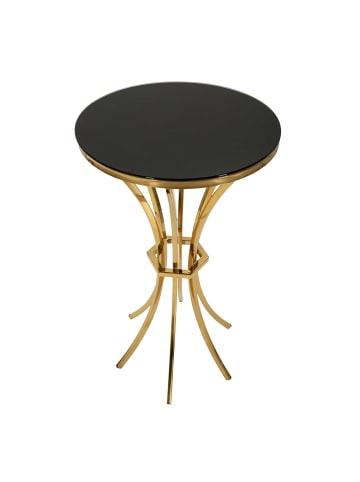 Mauro Ferretti Hoher Tisch aus Metall und Glas in Gold und Schwarz (Ø 50x92 cm)