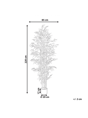 Beliani Kunstpflanze BAMBOO in Grün/Braun - (W) 85 x (H) 220 x (L) 85 cm
