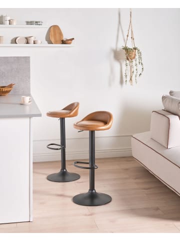 Beliani 2-tlg Drehhocker MEEDER in Braun/Schwarz