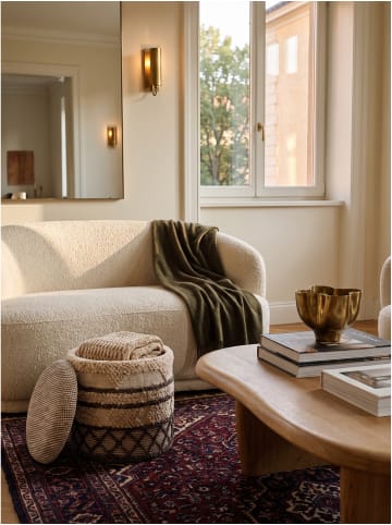 KADIMA DESIGN Sitzhocker mit Rauten- und Streifenmuster, Stoff, Boho
