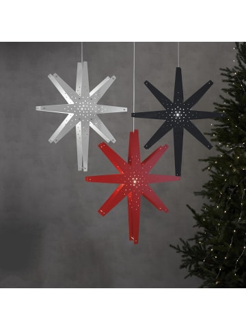 STAR Trading Holzstern Hängeleuchte ,Tall', groß, 70cm, rot