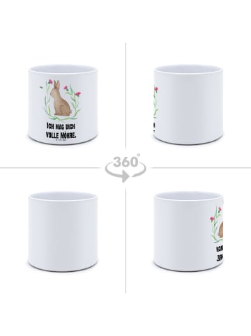 Mr. & Mrs. Panda Großer Blumenkübel Hase Sitzen mit Spruch in Weiß