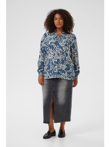 KAFFE curve Bluse kurzarm KCmahlia Regular fit in Bering Sea/White Paisley