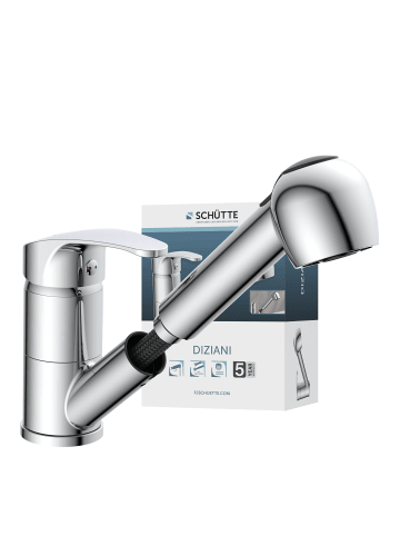 Franz Joseph Schütte DIZIANI Spültischarmatur, Chrom, mit herausziehbarer Geschirrbrause