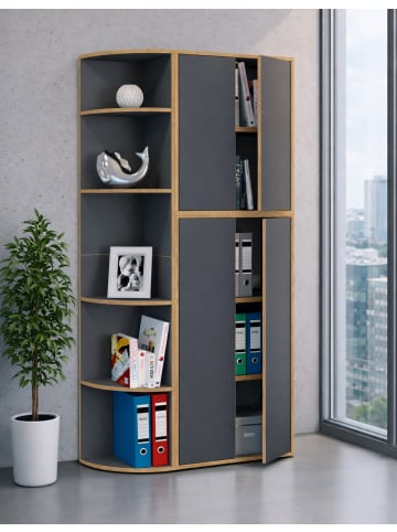 VCM  Elegantes Holzregal Eckregal Regal Salia 5fach in Anthrazit