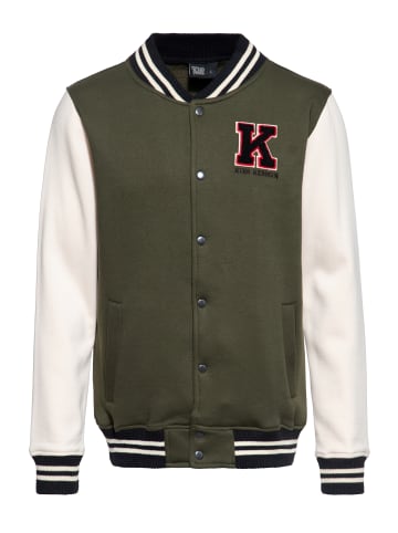 King Kerosin King Kerosin College Sweatjacke KK in olivgrün