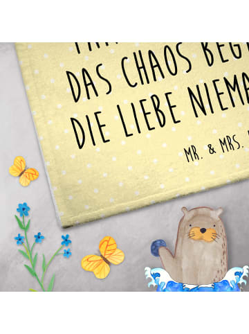 Mr. & Mrs. Panda Handtuch Koala Familie mit Spruch in Gelb Pastell