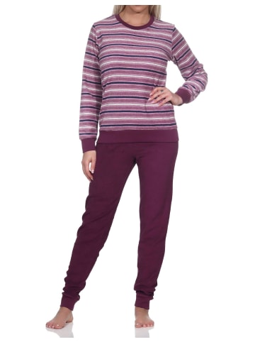 NORMANN Frottee Schlafanzug langarm Pyjama Bündchen - 82774 in lila