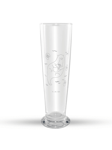 Mr. & Mrs. Panda Glas mit Gravur Otter Seerose ohne Spruch in Transparent