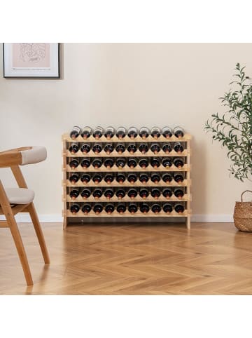 COSTWAY Weinregal Holz stapelbar 101 x 29 x 73 cm in Braun