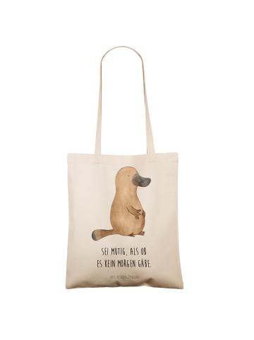 Mr. & Mrs. Panda Tragetasche Schnabeltier Mut mit Spruch in Creme