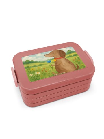 Mr. & Mrs. Panda Bentobox Hund Blume Design ohne Spruch in Rot Pastell
