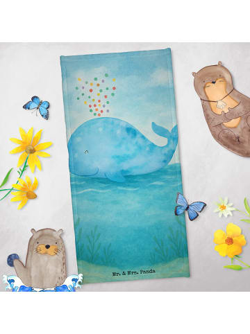 Mr. & Mrs. Panda Strandtuch Wal Konfetti Design ohne Spruch in Weiß