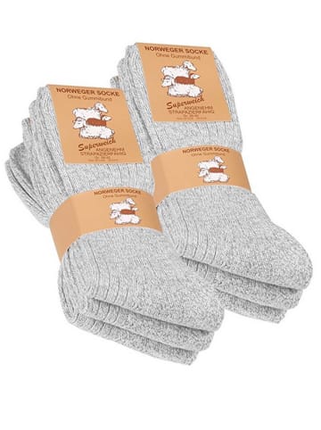 Cotton Prime® Norweger – Woll-Socken 6 Paar in Grau