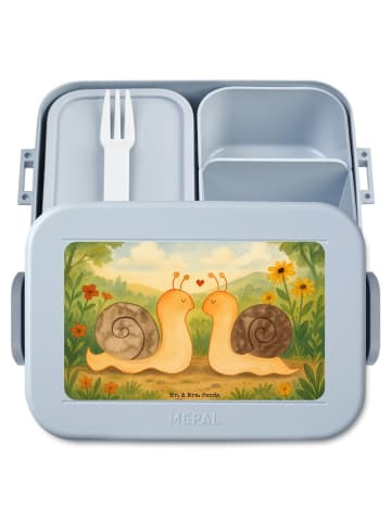 Mr. & Mrs. Panda Bentobox Schnecken Liebe Design ohne Spruch in Blau Pastell