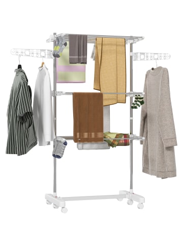 HOMCOM Wäscheständer-142L x 55B x 152H cm-Weiß