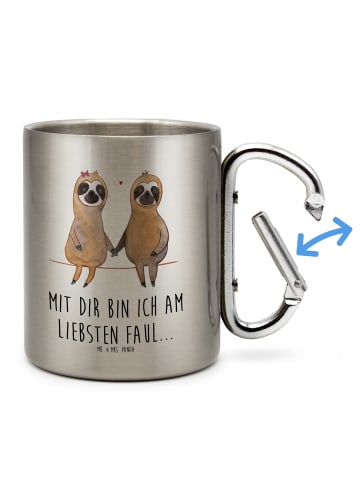 Mr. & Mrs. Panda Tasse Faultier Pärchen mit Spruch in Silber