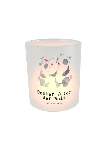 Mr. & Mrs. Panda Kerzenlicht Panda Bester Vater der Welt mit Spruch in Transparent
