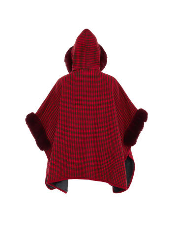 fraully Damen Poncho in Rot