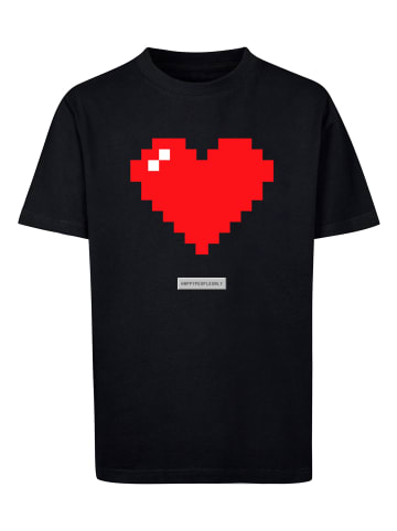 F4NT4STIC T-Shirt Pixel Herz Good Vibes Happy People in schwarz