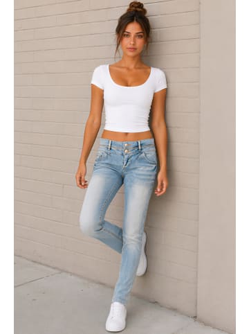 Cipo & Baxx Damen Slim Fit Jeans Stonewashed in Light Blue