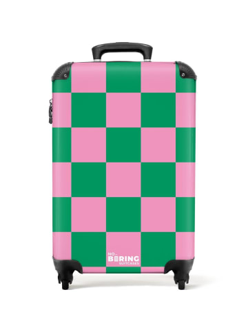 NoBoringSuitCases Suitcase, Handgepäck, Koffer, Reisekoffer Quadrate rosa grün