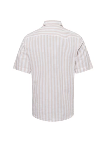 Nils Sundström Freizeithemd mit Leinen-Anteil in beige weiß - 0006