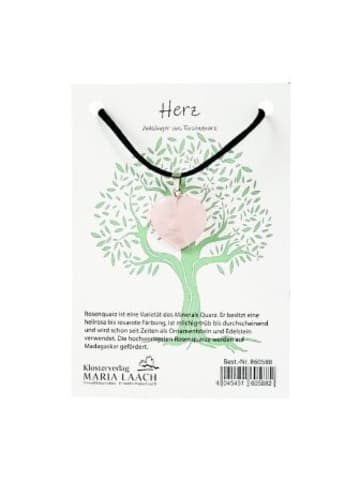 Maria Laach Gruppe Nonbook - Halsanhänger Herz Rosenquarz, 2 cm, mit Schnur auf Kärtchen