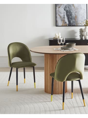 Beliani 2er-Set Esszimmerstuhl MAGALIA in Grün/Schwarz/Gold