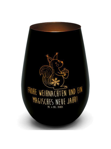 Mr. & Mrs. Panda Windlicht Eichhörnchen Weihnachten mit Spruch in Schwarz