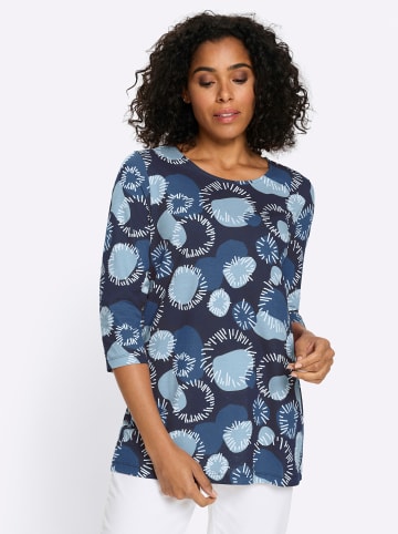 Sieh an! Longshirt in eisblau-jeansblau-bedruckt