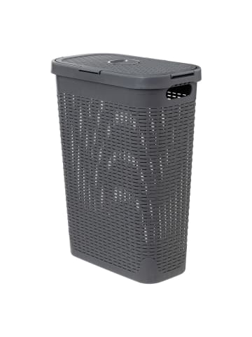 5five Simply Smart Wäschekorb aus Kunststoff, 40 l in Anthrazitfarben, 46,4 x 26,5 x 60,5 cm