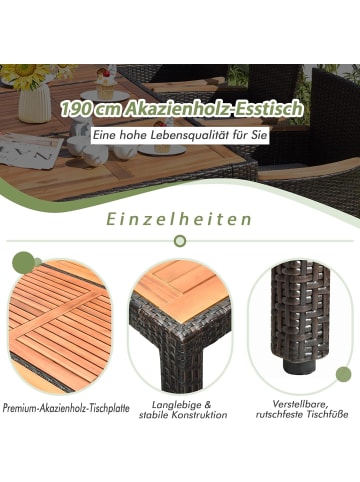 COSTWAY Polyrattan Sitzgruppe 9 tlg. Set in Braun