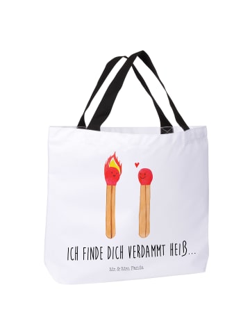 Mr. & Mrs. Panda Strandtasche Streichhölzer mit Spruch in Weiß