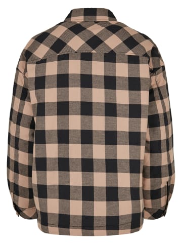 Urban Classics Urban Classics Damen Ladies Flanell Padded Overshirt in black/softtaupe