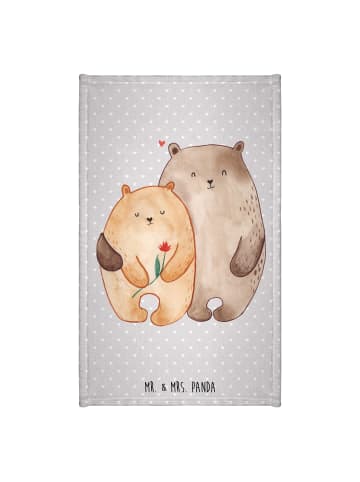 Mr. & Mrs. Panda Gästehandtuch Bären Liebe ohne Spruch in Grau Pastell