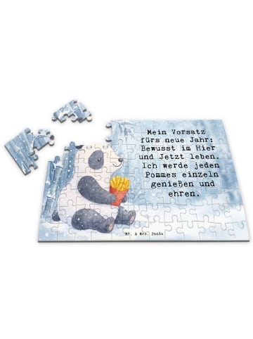 Mr. & Mrs. Panda Puzzle Panda Winter Pommes Design mit Spruch in Weiß