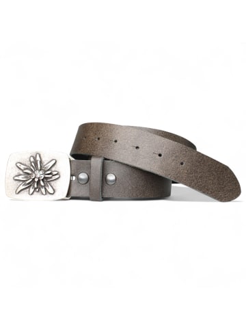 FRONHOFER Trachtengürtel Edelweiß in Trachten-braun